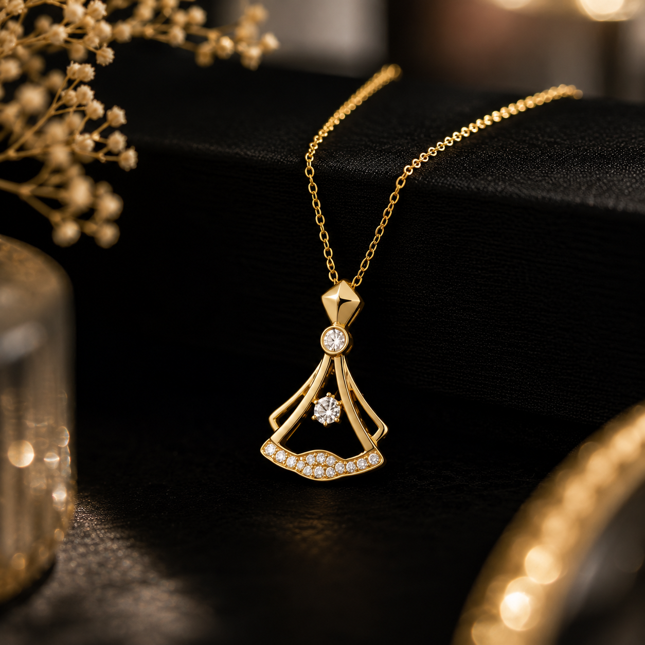 Rhinestone Decor Pendant Necklace