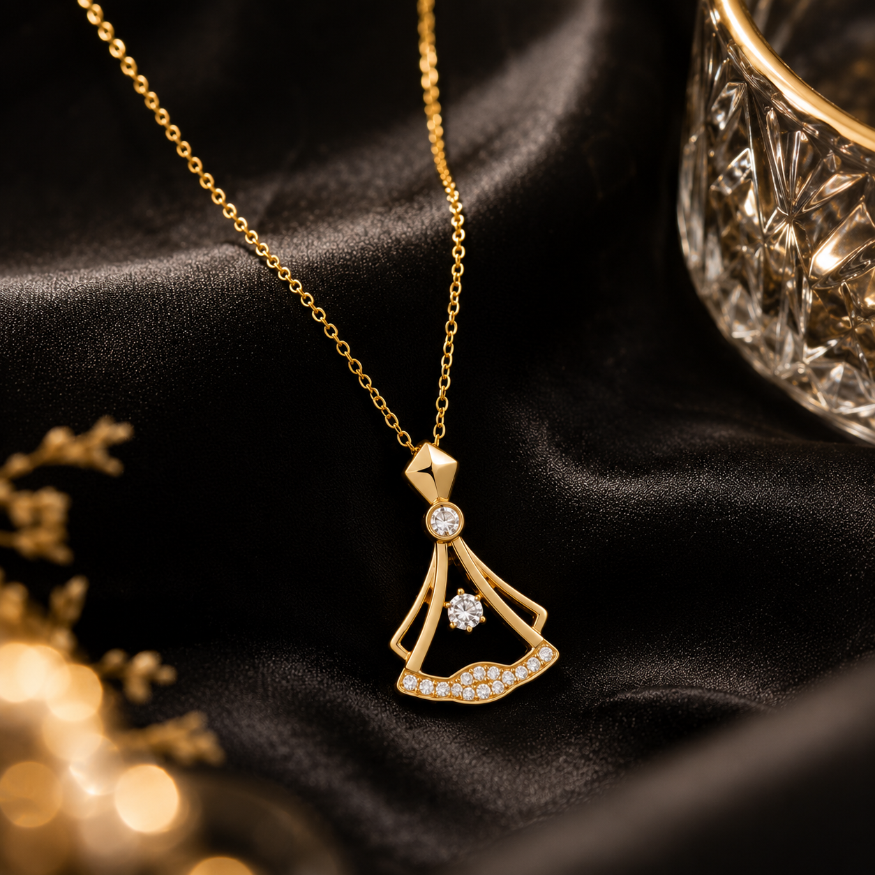 Rhinestone Decor Pendant Necklace