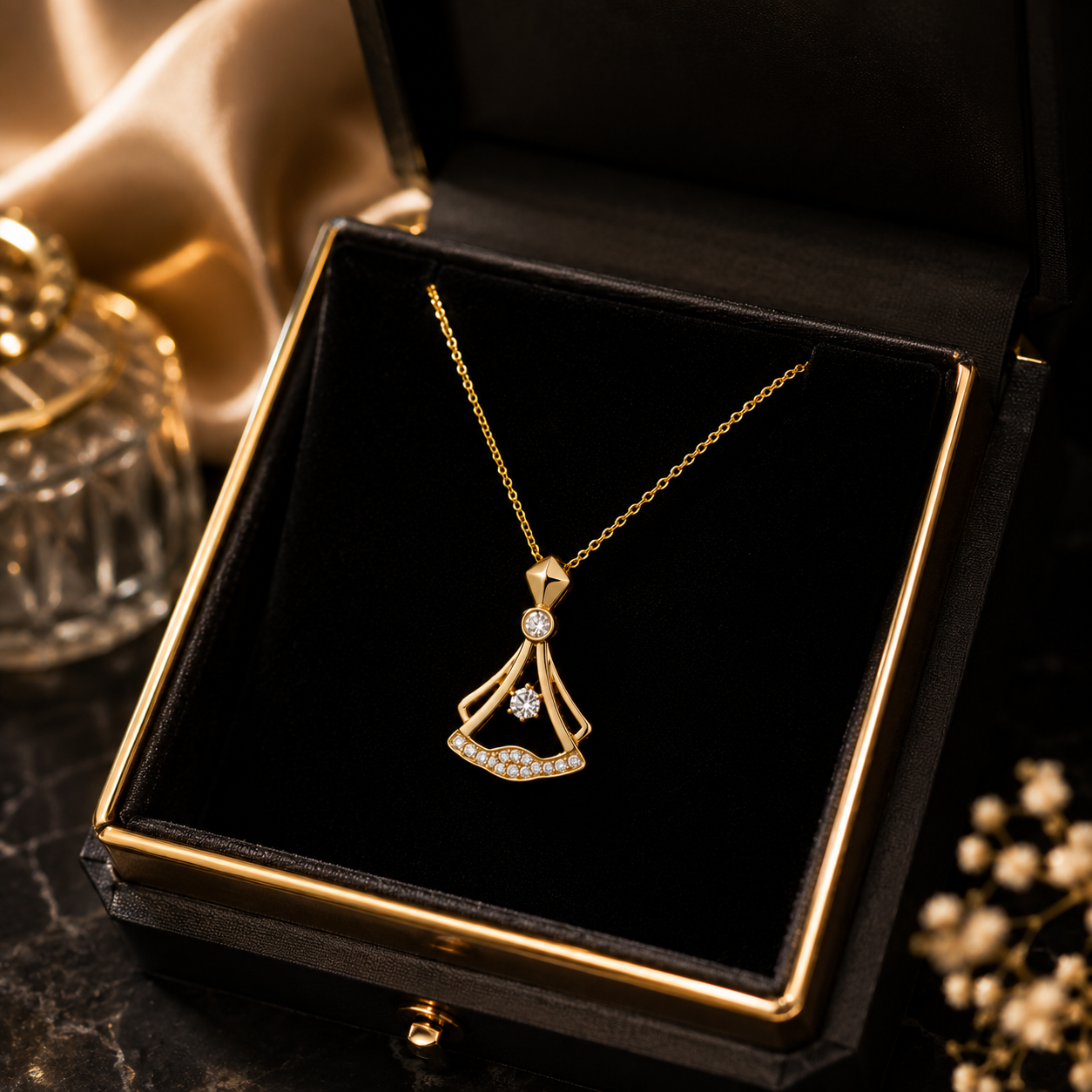 Rhinestone Decor Pendant Necklace